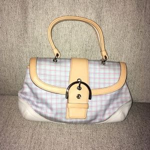 Y2K COACH Striped Buckle Top Handle Purse